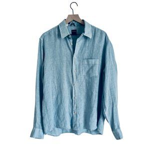 Blue Linen Button Up